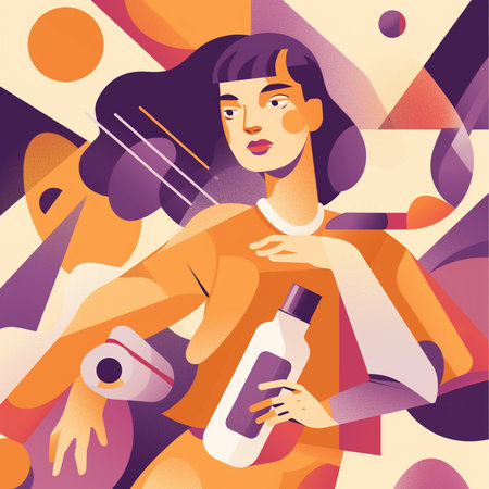 Seamless pattern with a girl with a bottle of wine. Vector illustrationの素材