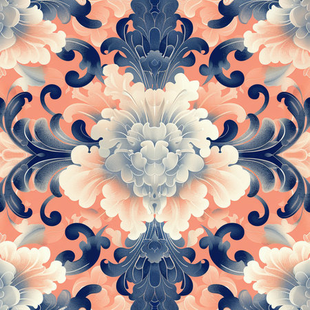 Seamless pattern with floral ornament. For eg fabric, wallpaper, wall decorations.の素材