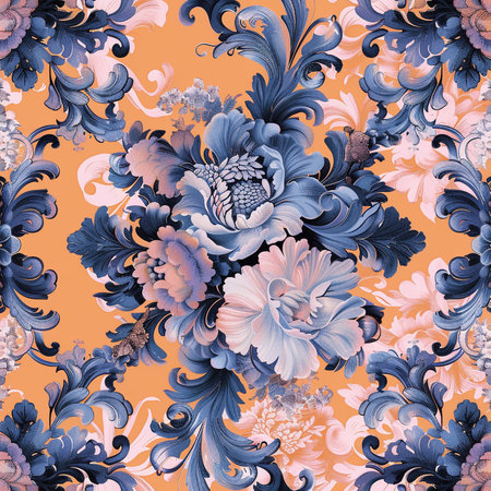 Seamless floral pattern with chrysanthemums in retro style.の素材