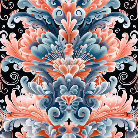 Seamless floral pattern with watercolor splashes and blotsの素材