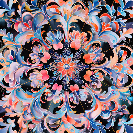 Abstract fractal floral background. Psychedelic fractal texture.の素材