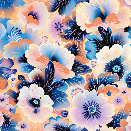 Seamless pattern with colorful flowers. Floral background. Vector illustration.の素材