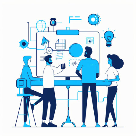 Teamwork process. Business people working together. Vector illustration in flat styleの素材