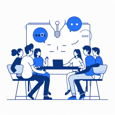 People sitting at the table and talking. Flat style vector illustration.の素材
