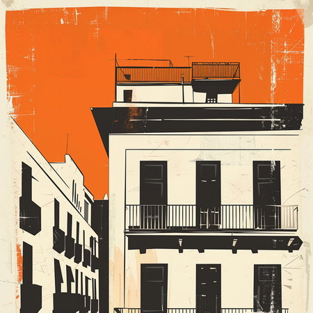 Old house in the old town. Retro styles. Vector illustration.の素材