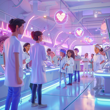 3d rendering of a group of doctors and nurses in a hospital.の素材