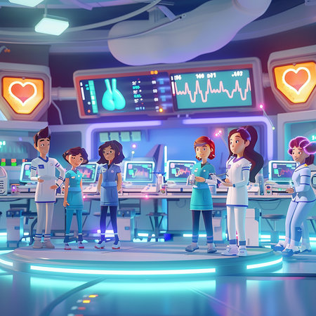 3d illustration of doctors and nurses in a hospital. Teamwork conceptの素材