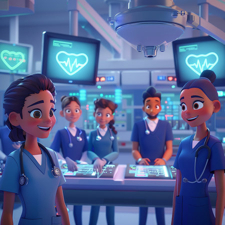 Surgeons in the operating room. 3D rendering. Computer digital drawing.の素材