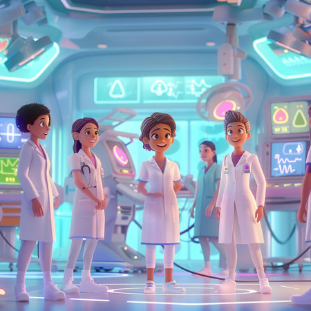 3d rendering of a group of doctors in the operating room.の素材