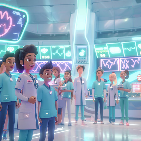 Group of doctors and nurses in the hospital. 3d rendering.の素材
