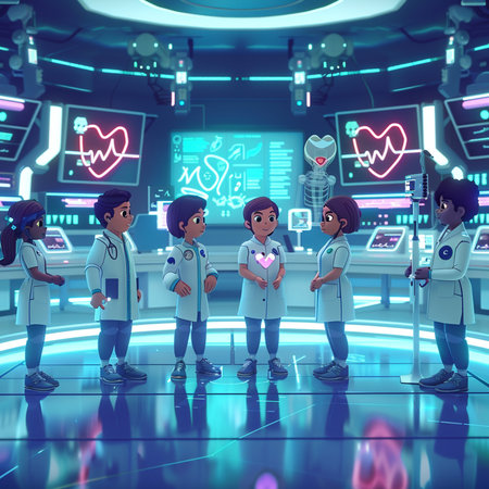 Nurse and doctors in a medical laboratory. 3D rendering.の素材