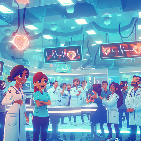 Vector illustration of a medical team in the hospital. Doctors, nurses and doctors.の素材
