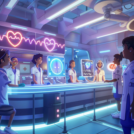 Nurse and patient in a modern hospital. 3D rendering.の素材