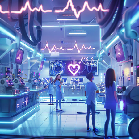 Two doctors and a patient in a modern hospital. 3D renderingの素材