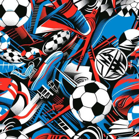 Seamless pattern with football, soccer, basketball, tennis, rugby, baseball, basketball, tennis, baseball, basketball. Vector illustration.の素材