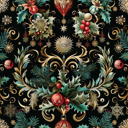 Seamless pattern with christmas ornaments. Vector illustration.の素材