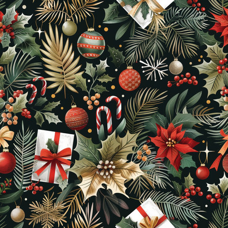Seamless pattern with christmas elements. Vector illustration for your designの素材