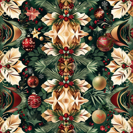 Seamless christmas pattern with decorative elements. Vector illustration.の素材