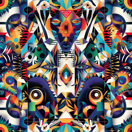 Seamless background pattern. Abstract geometric pattern in ethnic style.の素材