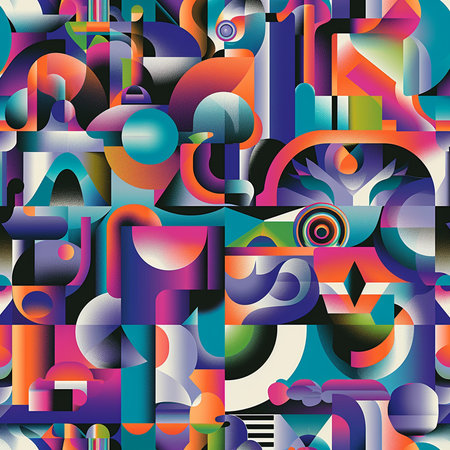 Abstract seamless pattern with geometric shapes. Colorful background. Vector illustration.の素材