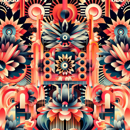 Seamless pattern with abstract flowers. Floral background. Vector illustration.の素材