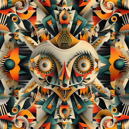 Seamless pattern with abstract geometric tribal ornament. Vector background.の素材