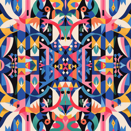 Seamless pattern with abstract geometric ornament. Vector Illustration.の素材