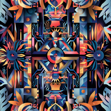 Seamless background pattern. Abstract geometric pattern in ethnic style.の素材