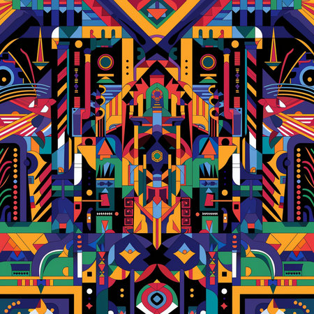 Tribal art seamless pattern. Abstract geometric background. Vector illustration.の素材