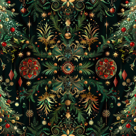 Seamless pattern with Christmas ornaments. Vector illustration.の素材