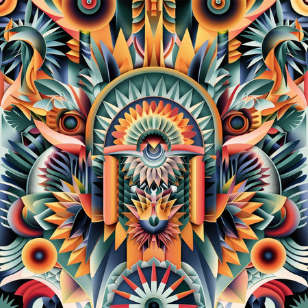 Seamless pattern with abstract fractal ornament. Computer generated graphics.の素材