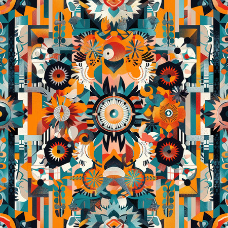 Seamless pattern. Colorful ethnic ornament. Aztec styleの素材