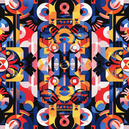 Seamless background pattern. Abstract geometric pattern in tribal style.の素材