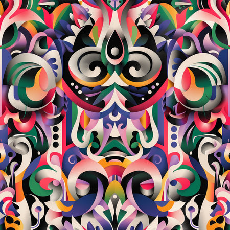 Seamless pattern. Colorful ethnic ornamental vector background.の素材