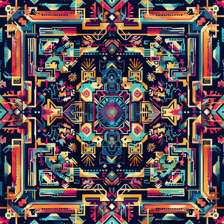 Geometric ethnic seamless pattern. Tribal aztec style vector background.の素材