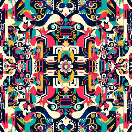 Seamless pattern with tribal ornaments. Vector illustration.の素材
