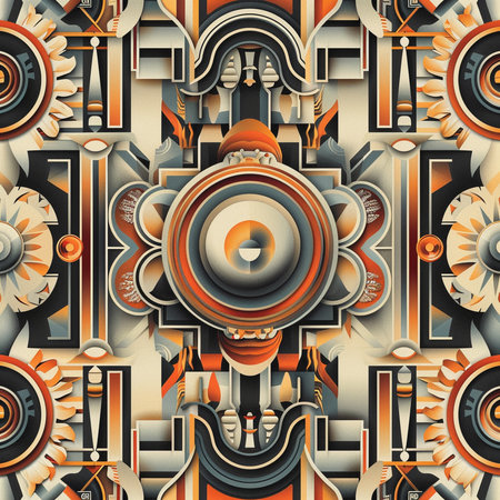 Seamless pattern with decorative ethnic elements. Tribal patterned background.の素材