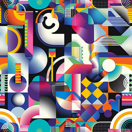 Seamless background pattern. Abstract geometric pattern with colorful geometric shapes.の素材