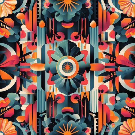 Seamless background pattern. Abstract geometric pattern in retro style.の素材