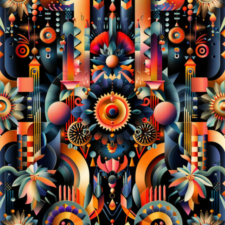 Seamless pattern with ethnic motifs. Vector illustration for your designの素材