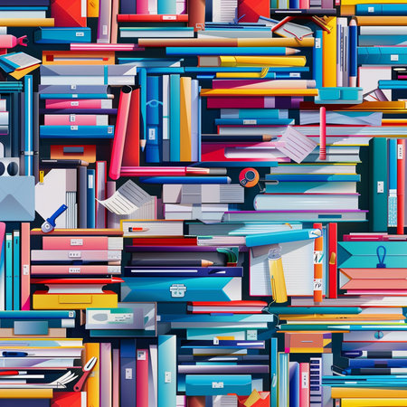 Seamless pattern with colorful books. Vector illustration for your designの素材