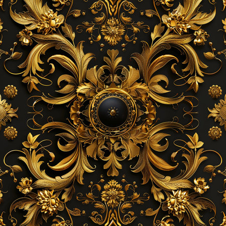 Seamless pattern with gold ornament in baroque style.の素材