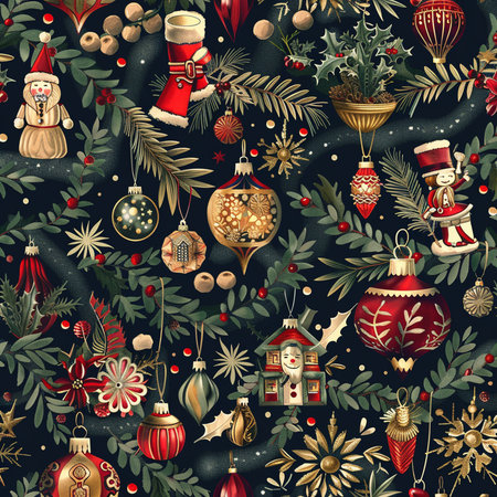 Seamless pattern with christmas elements. Vector illustration for your designの素材