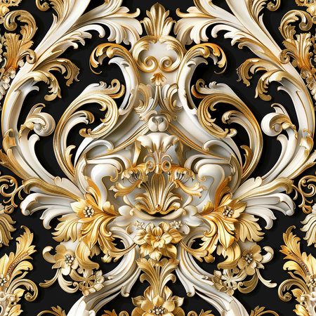 Seamless patterned background in the style of Baroque.の素材