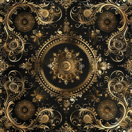 Seamless pattern with gold ornament in baroque style.の素材