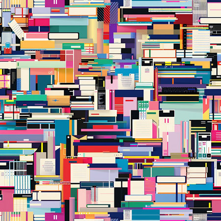 Seamless pattern with multicolored books. Vector illustration.の素材