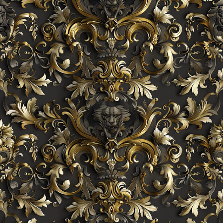 Seamless pattern with decorative elements in baroque style.の素材