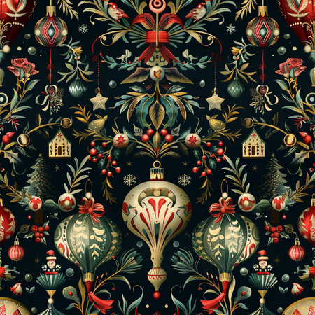 Seamless pattern with christmas balls and ornaments.の素材