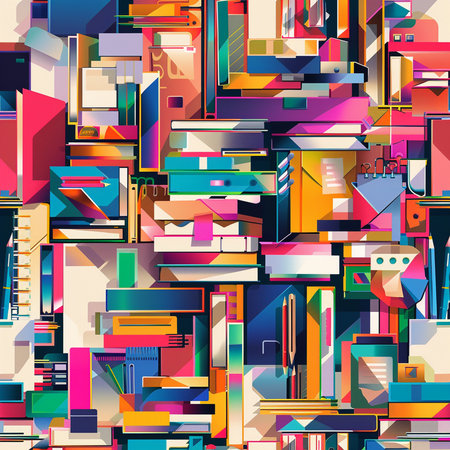 Seamless pattern with multicolored books. Vector illustration.の素材