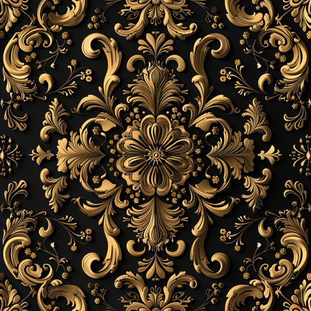 Seamless pattern in the style of baroque. Damask floral ornament. Luxury background.の素材